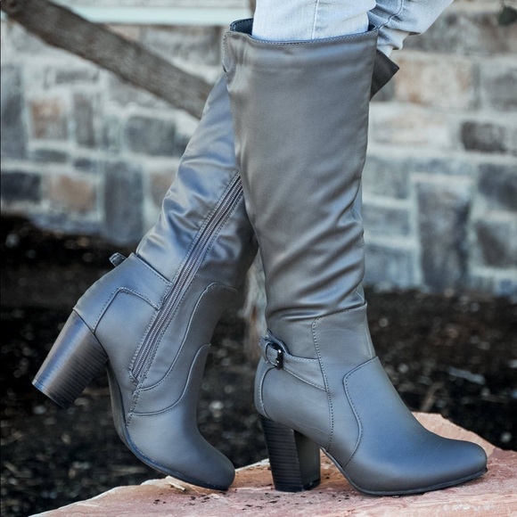Journee Collection Shoes - Journee Collection Grey Wide Calf Boots (size 8.5)